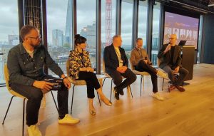 Leaders from The Telegraph, WPP Media, Tesco Media and Trainline speak on a panel at WPP's InfoSummit, chaired by Nick Henthorn at InfoSum.